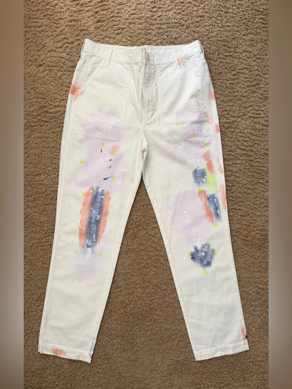 J. Crew LIMITED EDITION Painted Tapered Cargo Pant for Women 100% Cotton